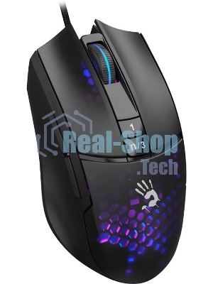 Мышь проводная A4Tech Bloody L65 Max черный/фиолетовый, 12000 dpi, USB, кнопки - 7