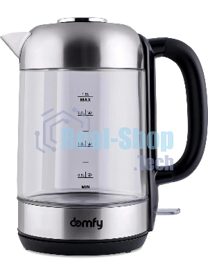 Чайник электрический Domfy DSM-EK401 1.8л. 2200Вт черный/прозрачный (корпус: стекло)