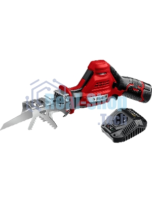 Пила сабельная. Зубр 12В, 1 АКБ (2А·ч), в коробке, СПЛ-125-21