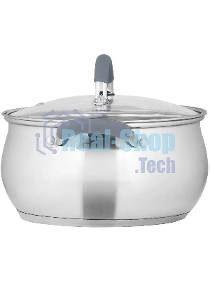 Кастрюля LARA LR02-481 BELL 18x10,5 см, 2,6 л, нержавеющая сталь, индукционное дно, силиконовая ручка, стеклянная крышка