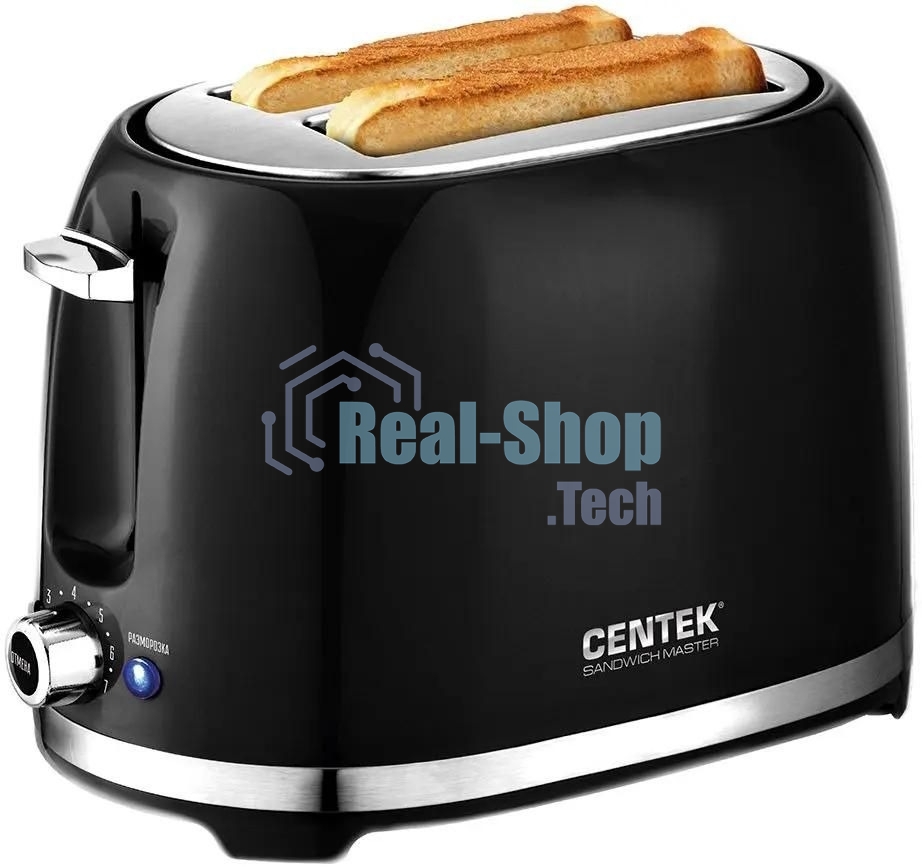 Тостер Centek СТ-1432 черный/стальной