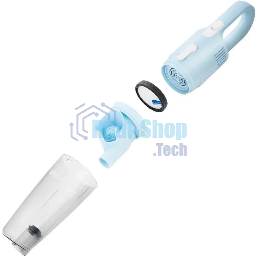 Пылесос вертикальный Kitfort KT-586-2 голубой, питание от сети, 400 Вт, уборка сухая, пылесборник 1,2 л