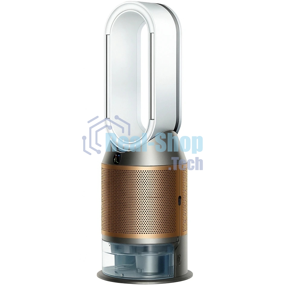 Очиститель-увлажнитель воздуха Dyson PH05 545007-01 белый/золотистый, 40 м², 5 л, HEPA H13, угольный фильтр, SCO-катализатор, УФ-стерилизация воды, управление со смартфона, датчики качества воздуха, 6 режимов работы
