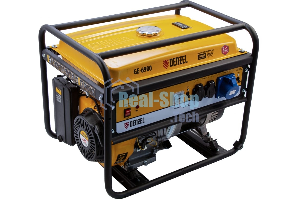 Электрогенератор бензиновый Denzel GE 6900, 5.5 кВт, 97 дБ, 77 кг