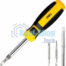 Многофункциональная отвертка 6-в-1 Deli DL260206 В комплекте биты SL5, SL6, PH1, PH2