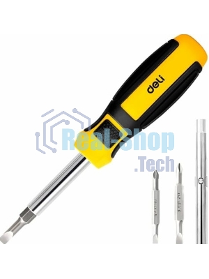 Многофункциональная отвертка 6-в-1 Deli DL260206 В комплекте биты SL5, SL6, PH1, PH2