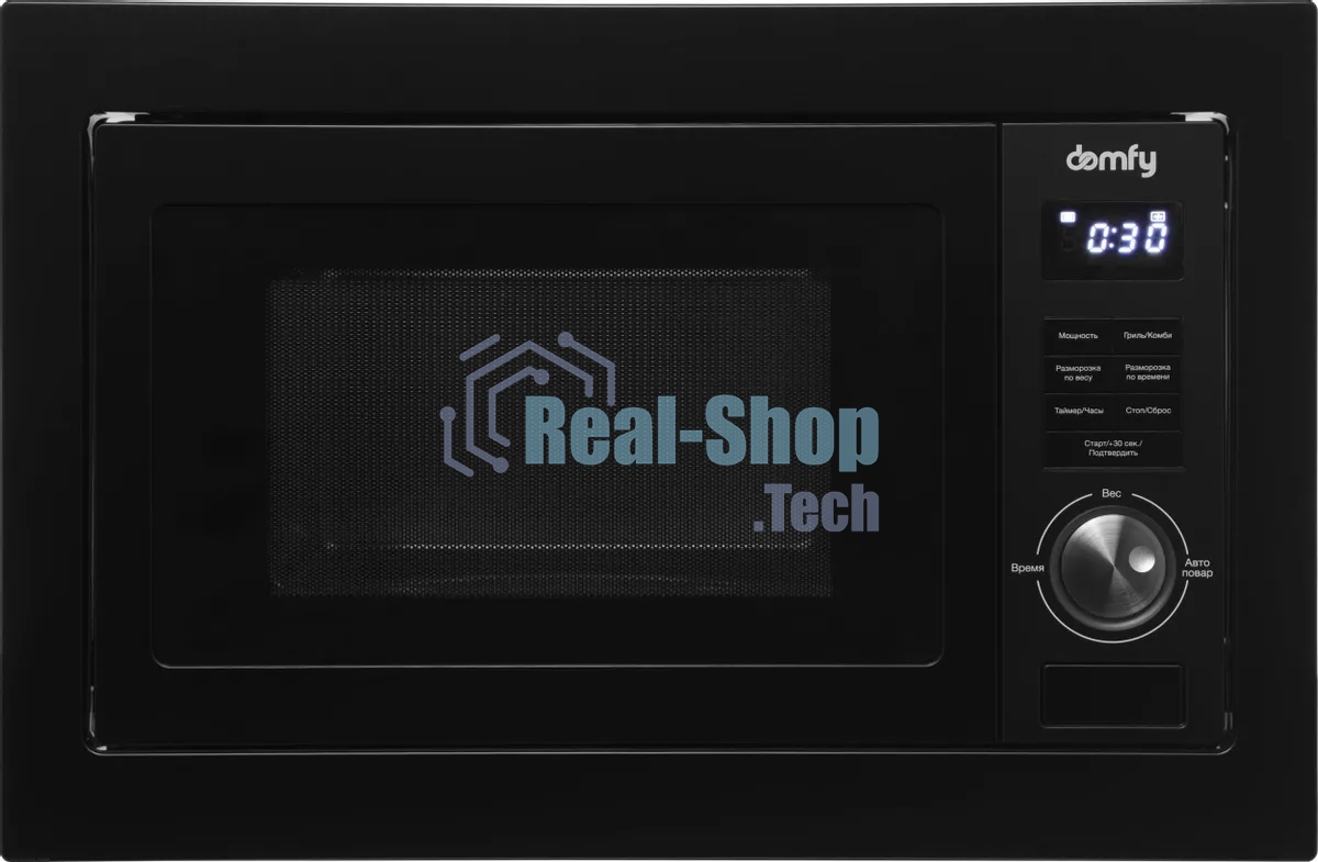 Микроволновая печь встраиваемая Domfy DM2540BW BG черный, 25 л, 900 Вт, переключатели - поворотный механизм/кнопки