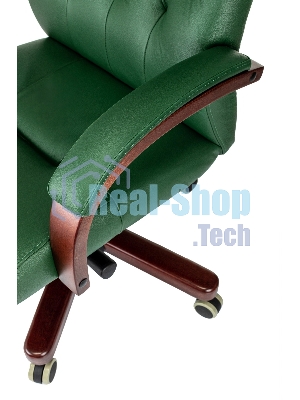 Кресло Бюрократ T-9928Walnut зеленый, кожа
