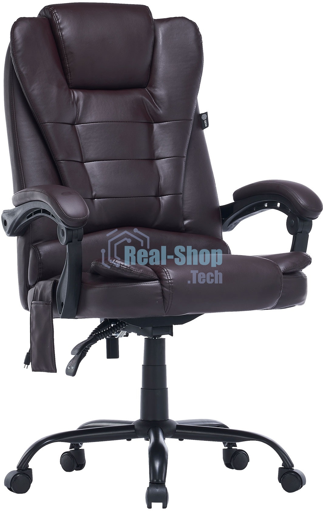 Кресло компьютерное Cactus CS-CHR-OC03M-BR темно-коричневый, эко.кожа, с подголовником