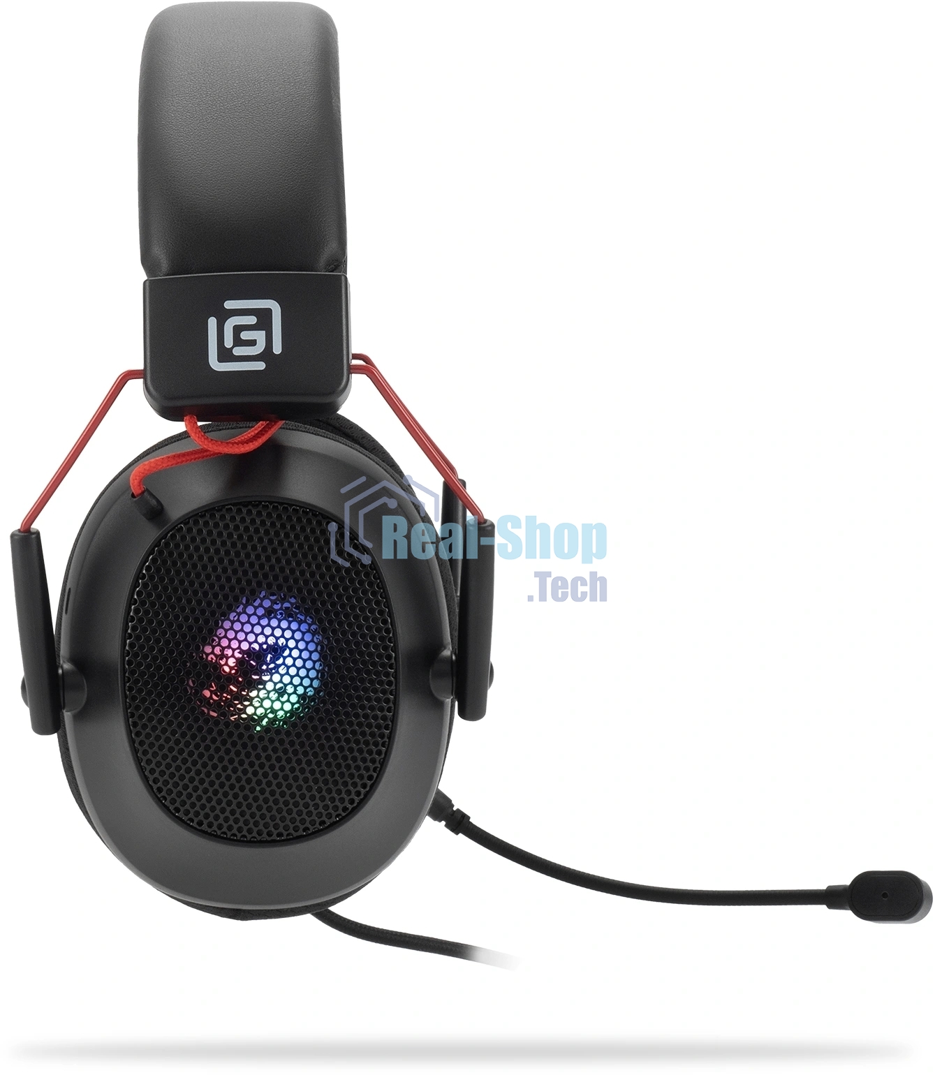 Наушники с микрофоном Оклик HS-L305G черный/красный 2м мониторные оголовье (2060511)