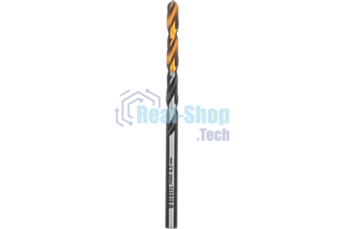 Сверло спиральное по металлу Denzel 4,5 x 80мм, Р6М5, Golden Tip, многогранная заточка