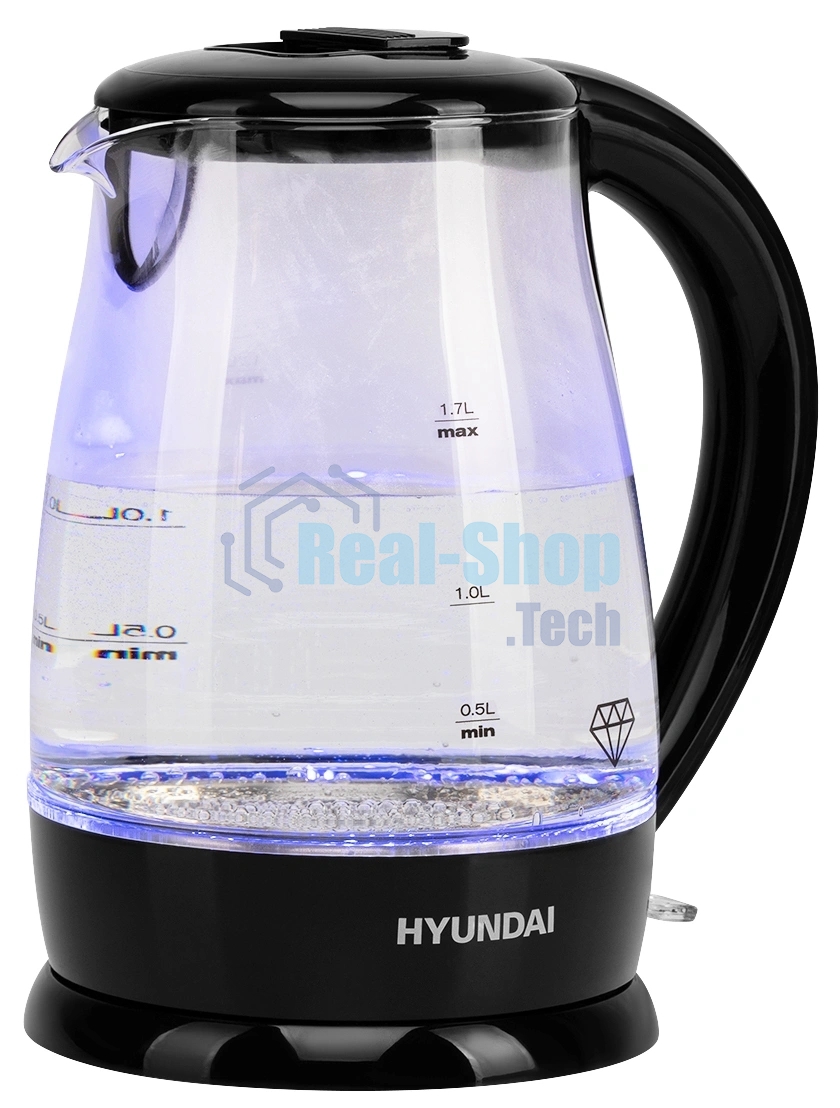 Чайник электрический Hyundai HYK-G2011 1.7л. 2200Вт черный (корпус: стекло)