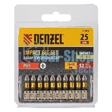 Набор бит торсионных Denzel PH1x25 мм, лазерная обработка шлица, сталь S2, 10 шт.