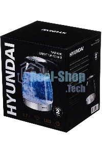 Чайник электрический Hyundai HYK-G2030 1.7 л, 2200 Вт, черный (корпус: стекло)