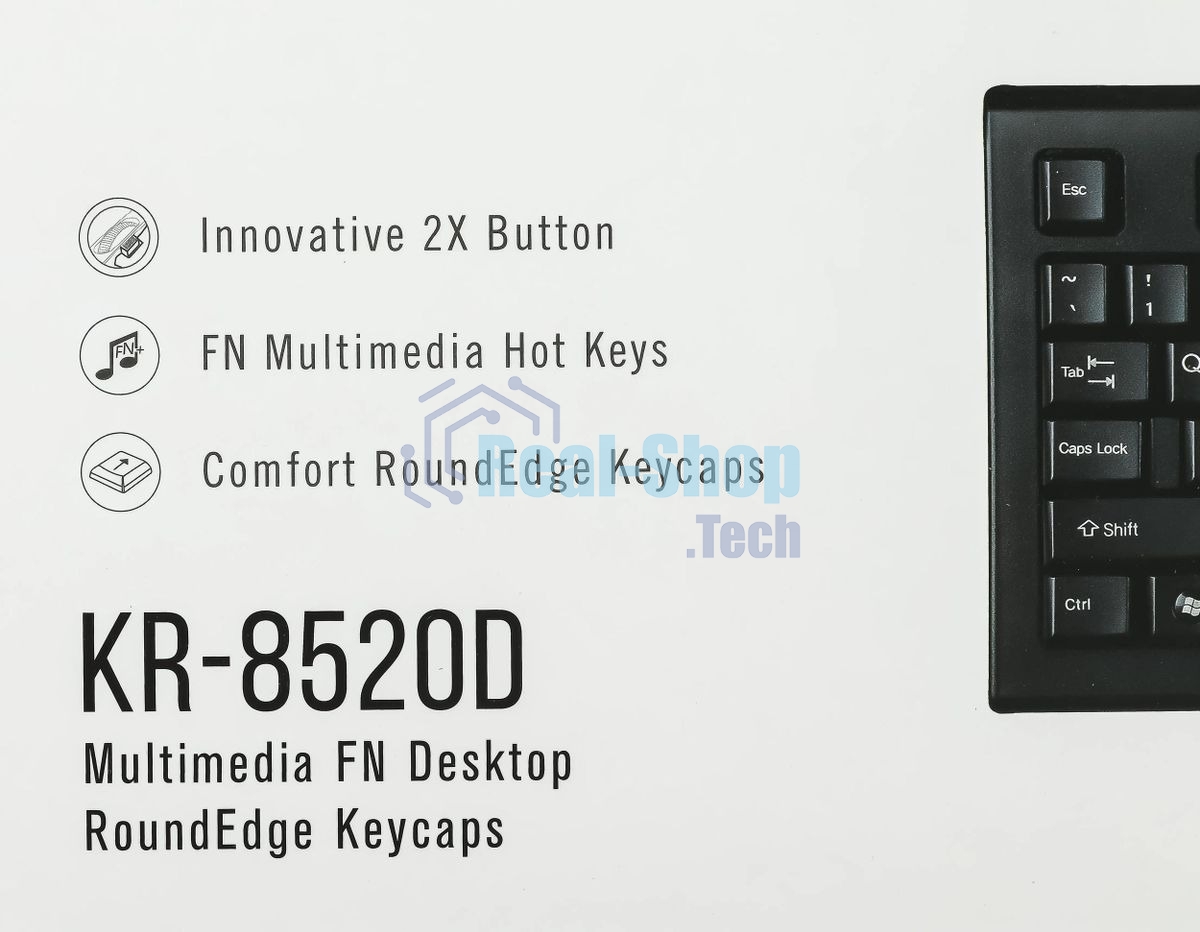 Комплект клавиатура+мышь A4Tech KR-8520D проводной, USB, 1200 DPI, чёрный