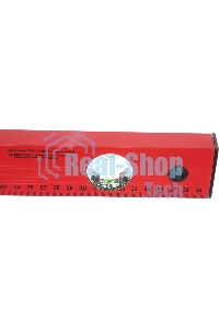 Уровень Matrix алюминиевый, 400 мм, 3 глазка, красный, линейка