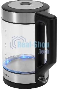 Чайник электрический Hyundai HYK-G4015 1.9л. 2200Вт черный/серебристый корпус: стекло