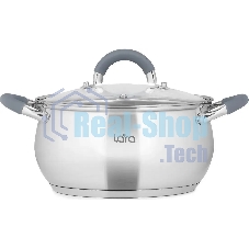 Кастрюля LARA LR02-481 BELL 18x10,5 см, 2,6 л, нержавеющая сталь, индукционное дно, силиконовая ручка, стеклянная крышка