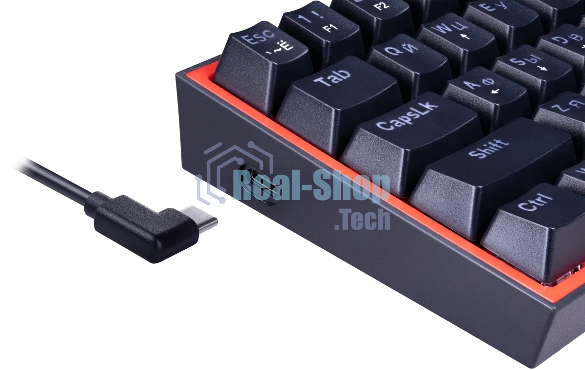 Клавиатура Redragon Fizz проводная, USB Type-A, чёрный/красный