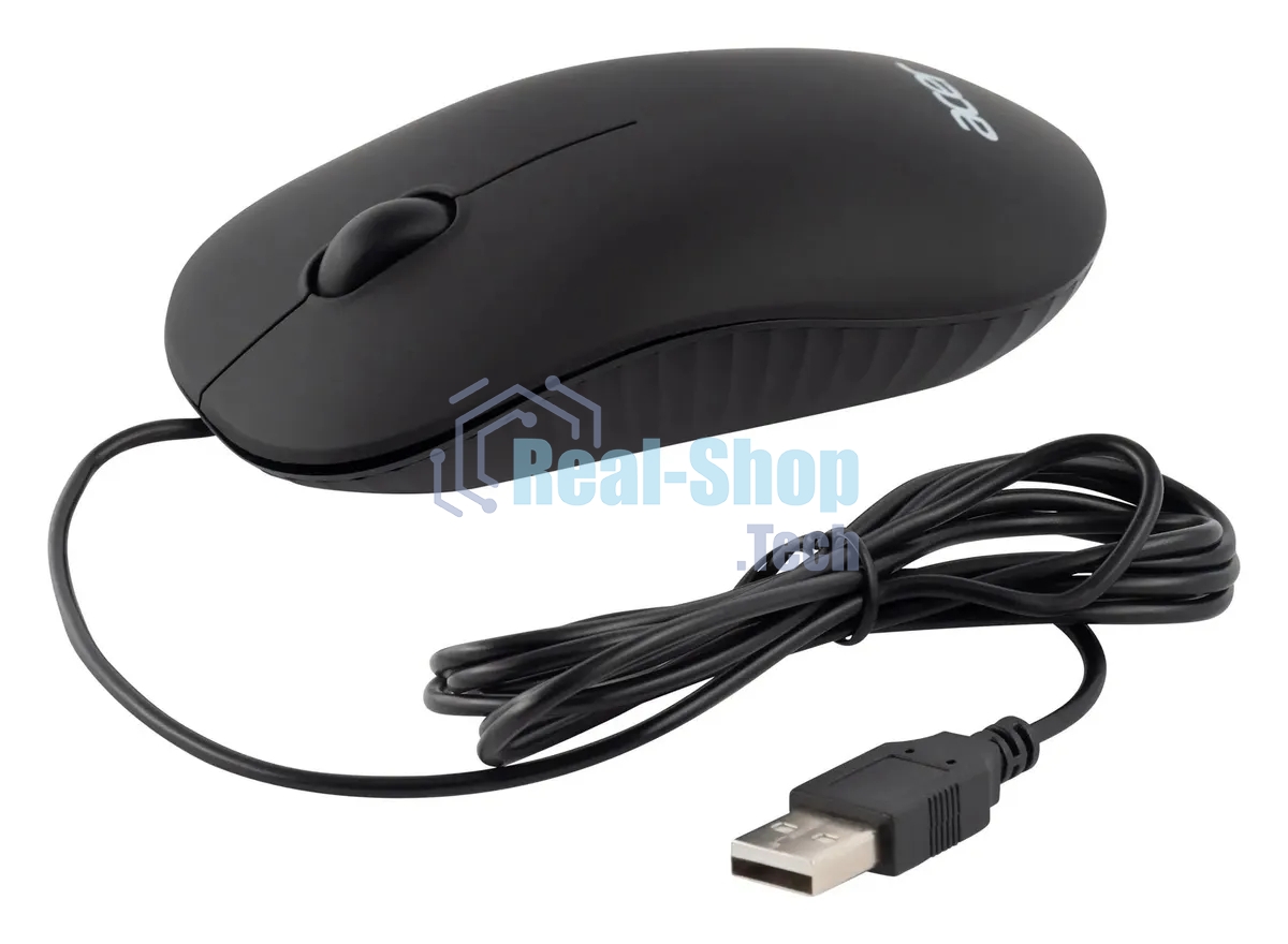Мышь проводная Acer OMW122 черный, 1200 dpi, USB, кнопки - 3