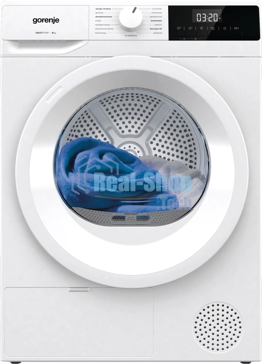 Сушильная машина Gorenje DHNE82/C белый, 8 кг, сушка - тепловой насос, программ - 15, 59.5 x 84.5 x 58 см