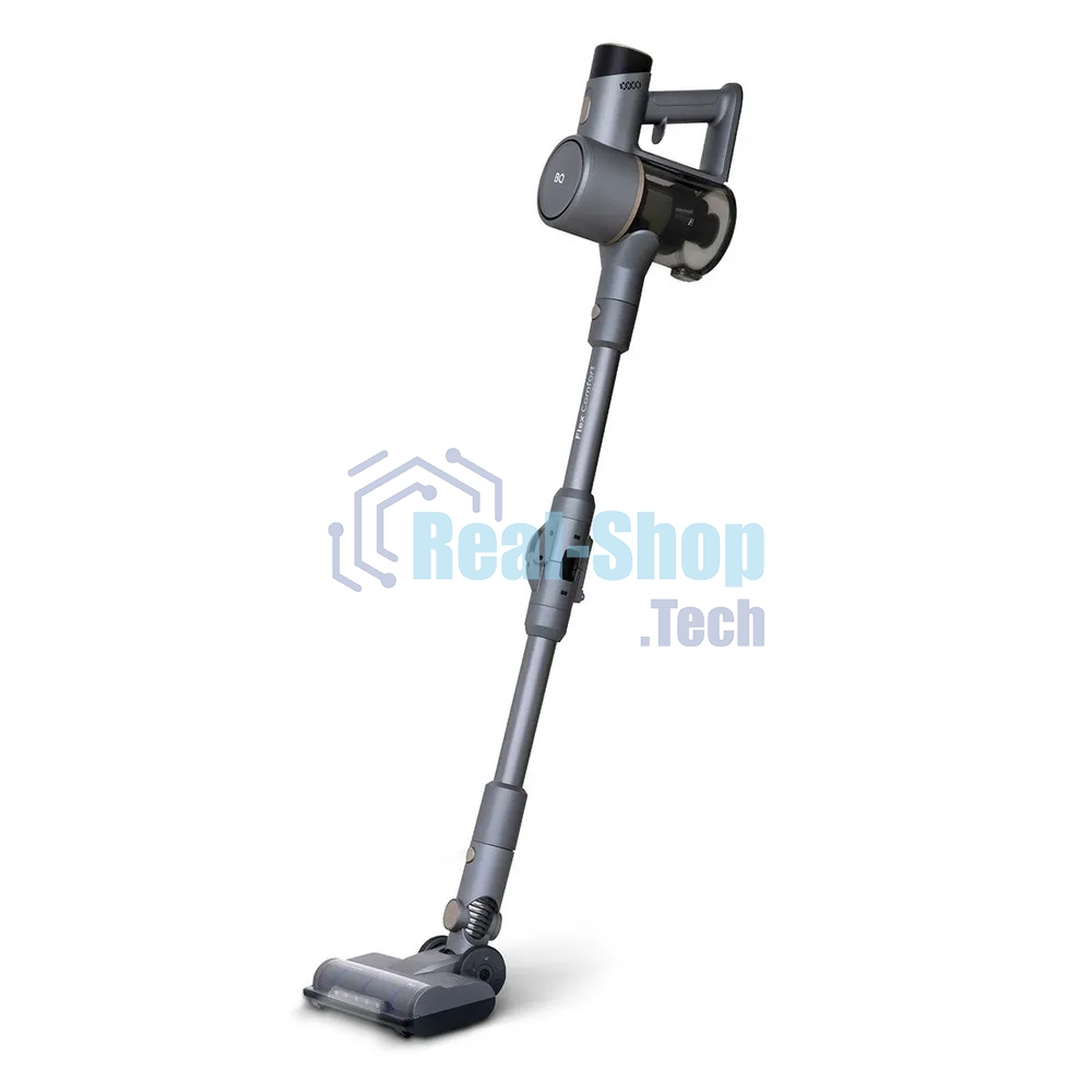 Пылесос вертикальный BQ VCA1004W серый, питание от аккумулятора, 50 Вт, уборка сухая/влажная, пылесборник 0.6 л, работа от АКБ max 35 мин.