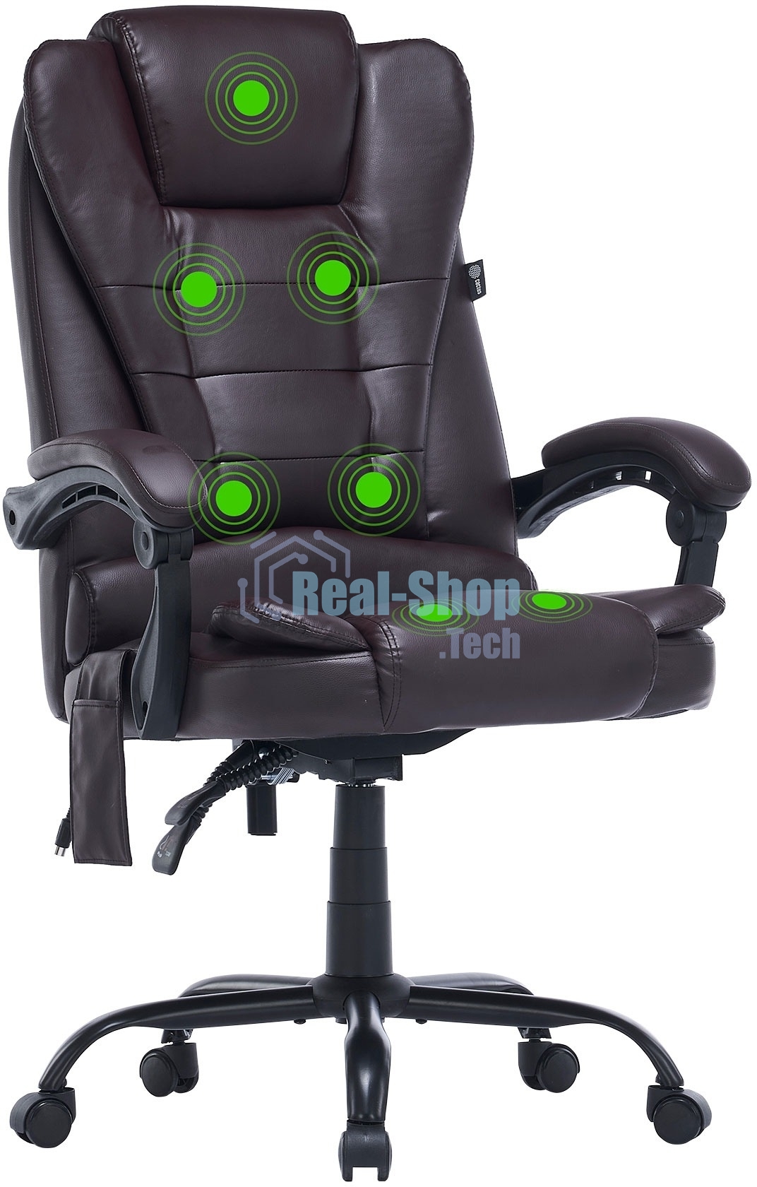 Кресло компьютерное Cactus CS-CHR-OC03M-BR темно-коричневый, эко.кожа, с подголовником