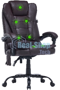 Кресло компьютерное Cactus CS-CHR-OC03M-BR темно-коричневый, эко.кожа, с подголовником