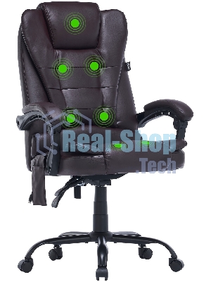 Кресло Cactus CS-CHR-OC03M-BR темно-коричневый, экокожа, подголовник