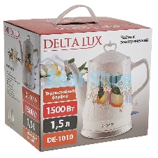 Чайник электрический DELTA LUX DE-1010 корпус из фарфора: Лимоны