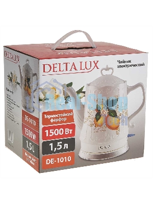 Чайник электрический DELTA LUX DE-1010 корпус из фарфора: Лимоны