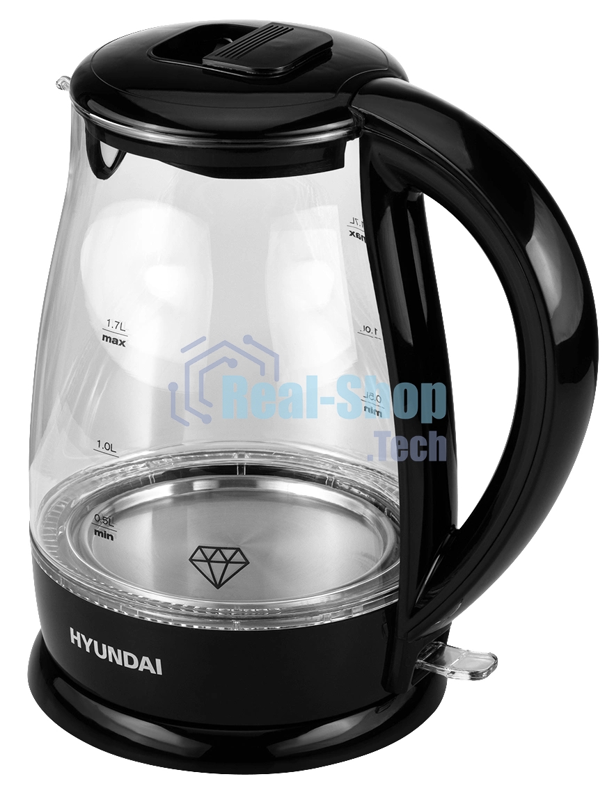 Чайник электрический Hyundai HYK-G2011 1.7л. 2200Вт черный (корпус: стекло)