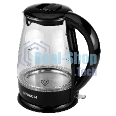Чайник электрический Hyundai HYK-G2011 1.7 л, 2200 Вт, черный (корпус: стекло)