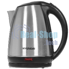 Чайник электрический Hyundai HYK-S1030 1.7 л, 2200 Вт, серебристый матовый/черный (корпус: металл)
