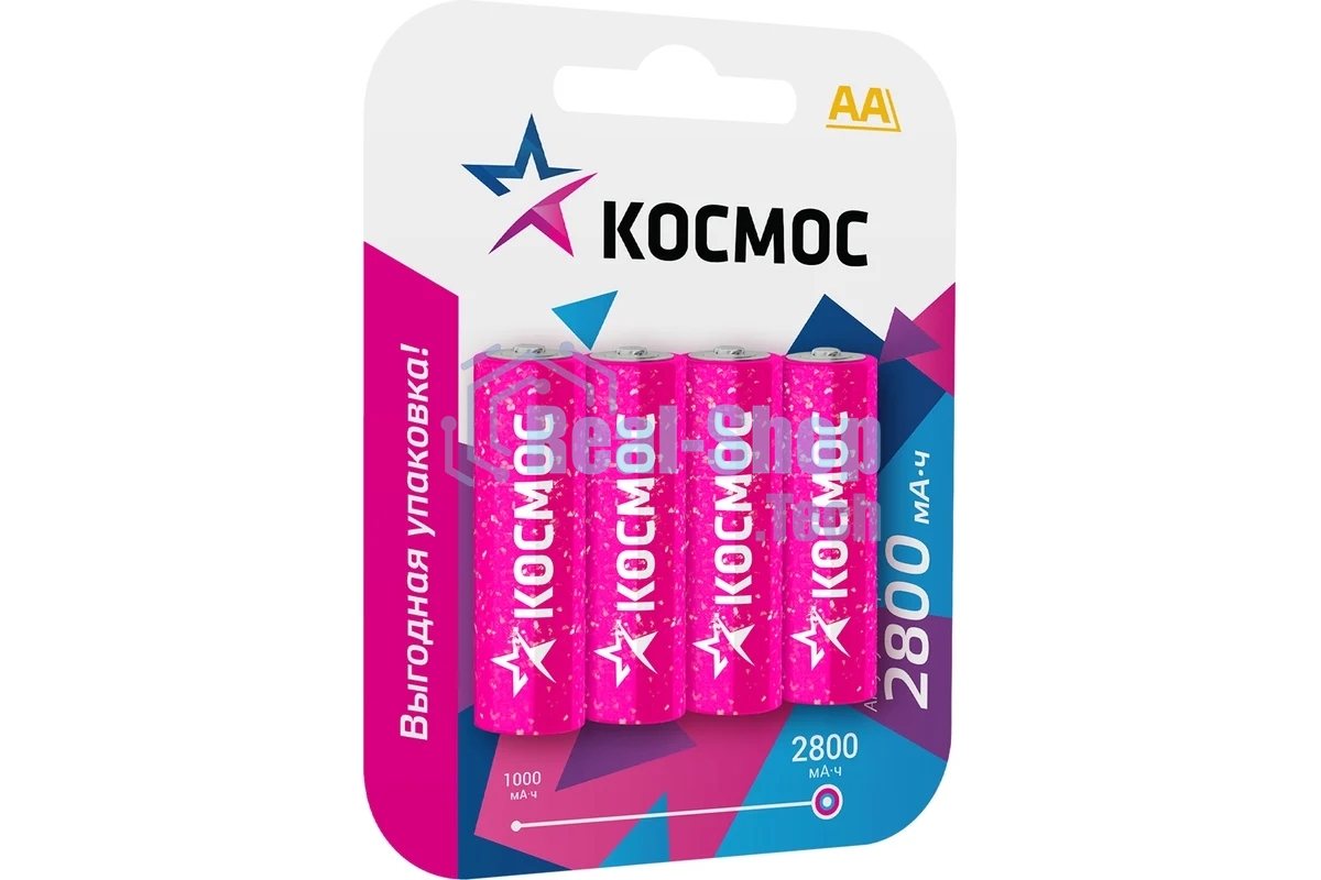 Аккумулятор AA/R6 2800мА.ч NI-MN BP-4 (блист.4шт) КОСМОС KOCR6NIMH2800MAH4BL