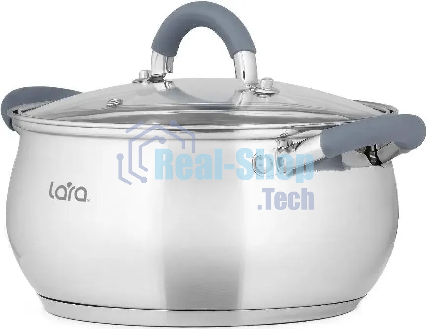 Кастрюля Lara LR02-482 BELL 20x11,5 см, 3,5 л, нержавеющая сталь 316L (хром/никель/молибден), с крышкой
