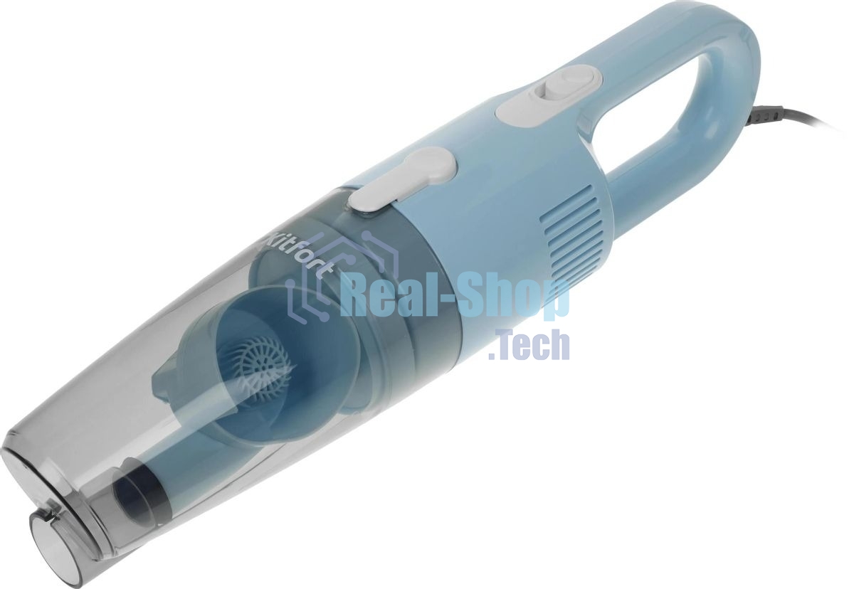 Пылесос вертикальный Kitfort KT-586-2 голубой, питание от сети, 400 Вт, уборка сухая, пылесборник 1,2 л