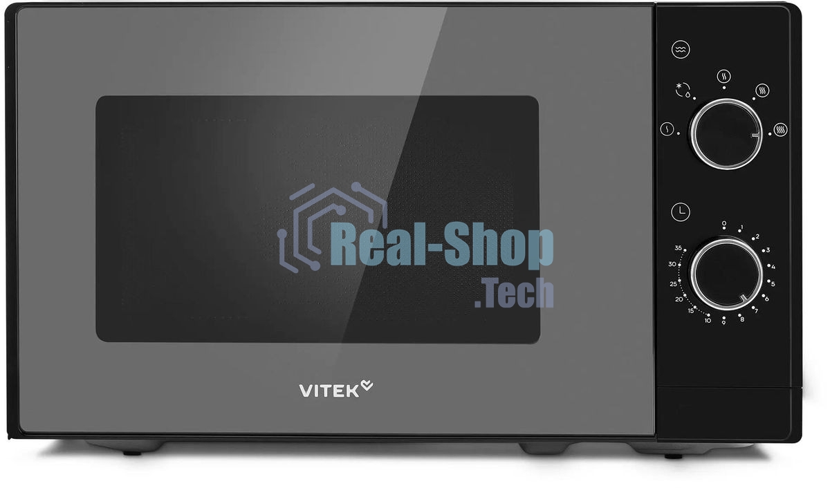 Микроволновая печь Vitek VT-MW2020 черный/хром, 20 л, 700 Вт, переключатели — поворотный механизм