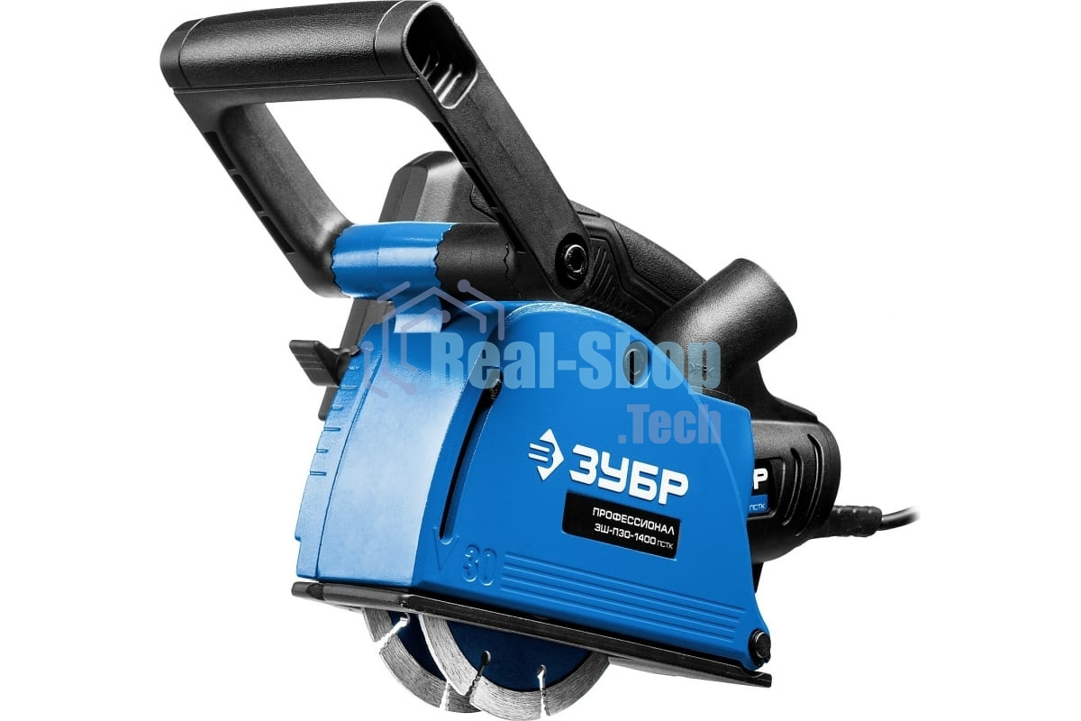 Штроборез ЗУБР ЗШ-П30-1400 ПСТКглуб. 30 мм, 125 мм, подключ. пылесоса, плавн пуск, 1400 Вт, кейс