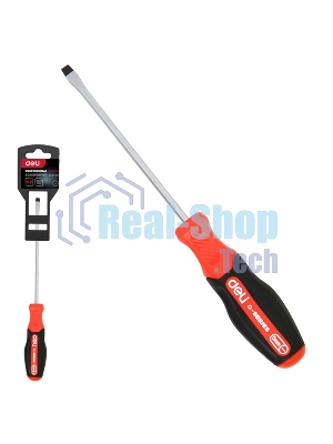 Отвертка шлицевая Deli DL3440 SL3x75мм сталь S2, матовый стержень, двухкомпонентная прорезиненная рукоять