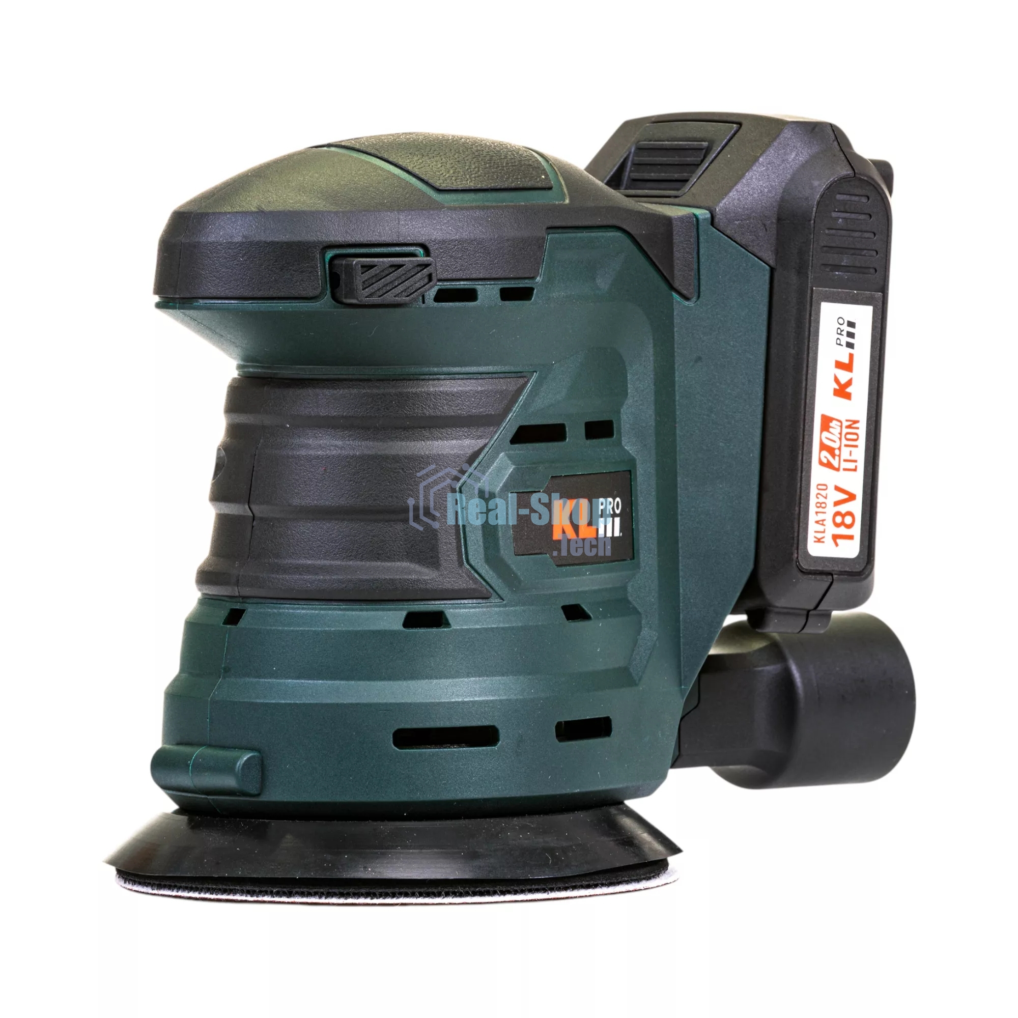 Эксцентриковая шлифовальная машина аккумуляторная KLPRO KLEZ18-20 (18В, Li-ion-2шт, 2.0А·ч, ЗУ 2,4А)
