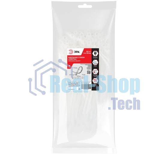 Хомут кабельный под винт 3.6х150 NO-225-316 белый (уп. 100 шт) Эра