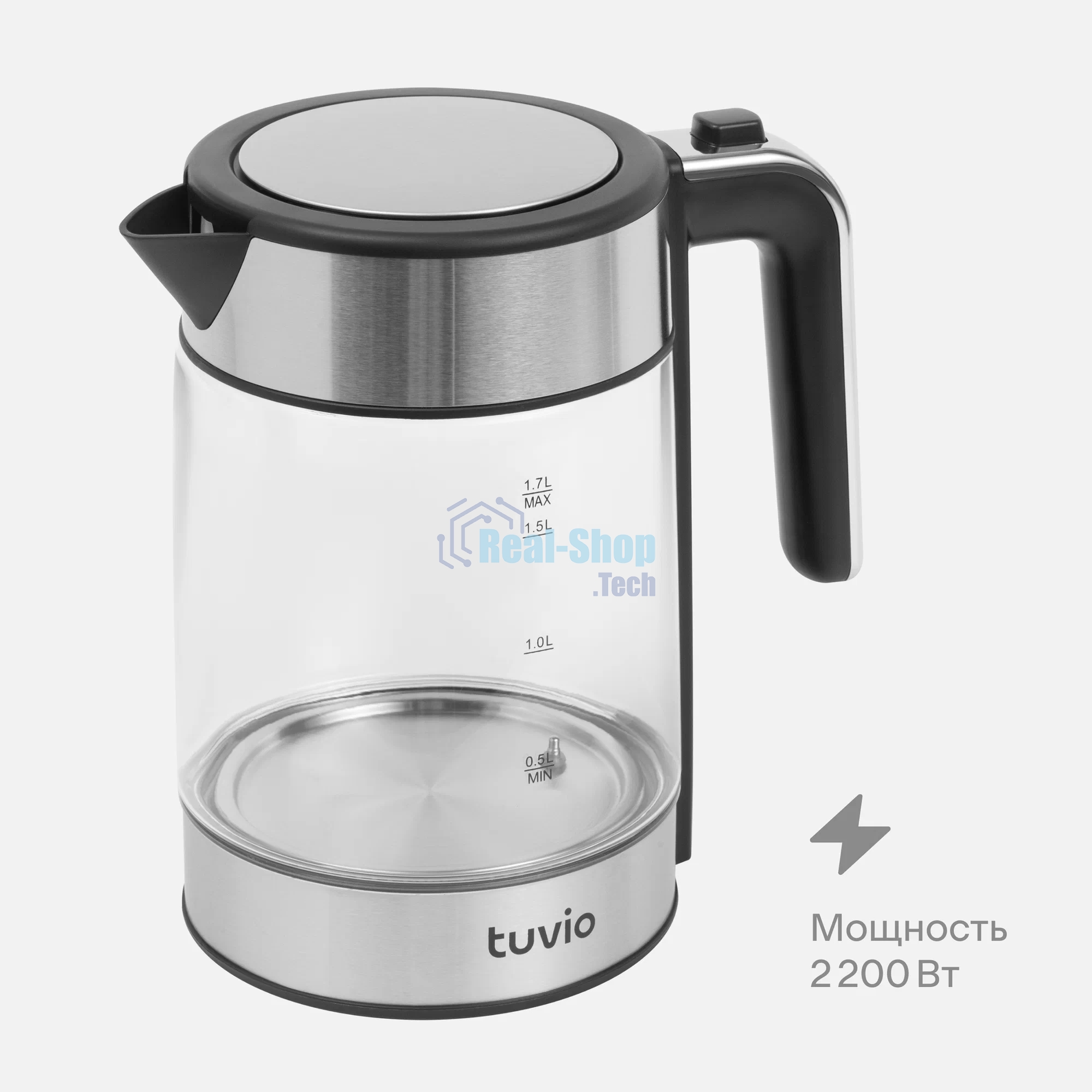 Чайник электрический Tuvio TUK217H1, режим поддержания тепла, 1.7 л, серебристый