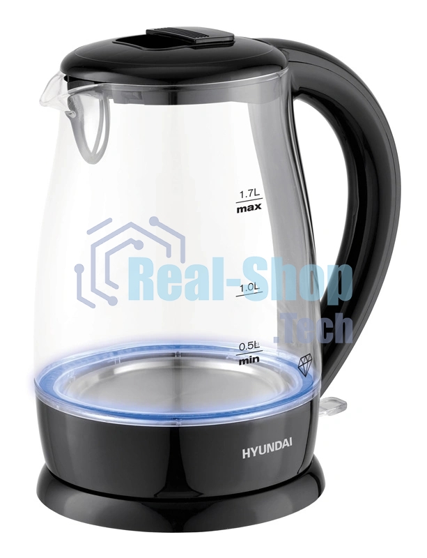 Чайник электрический Hyundai HYK-G2011 1.7л. 2200Вт черный (корпус: стекло)