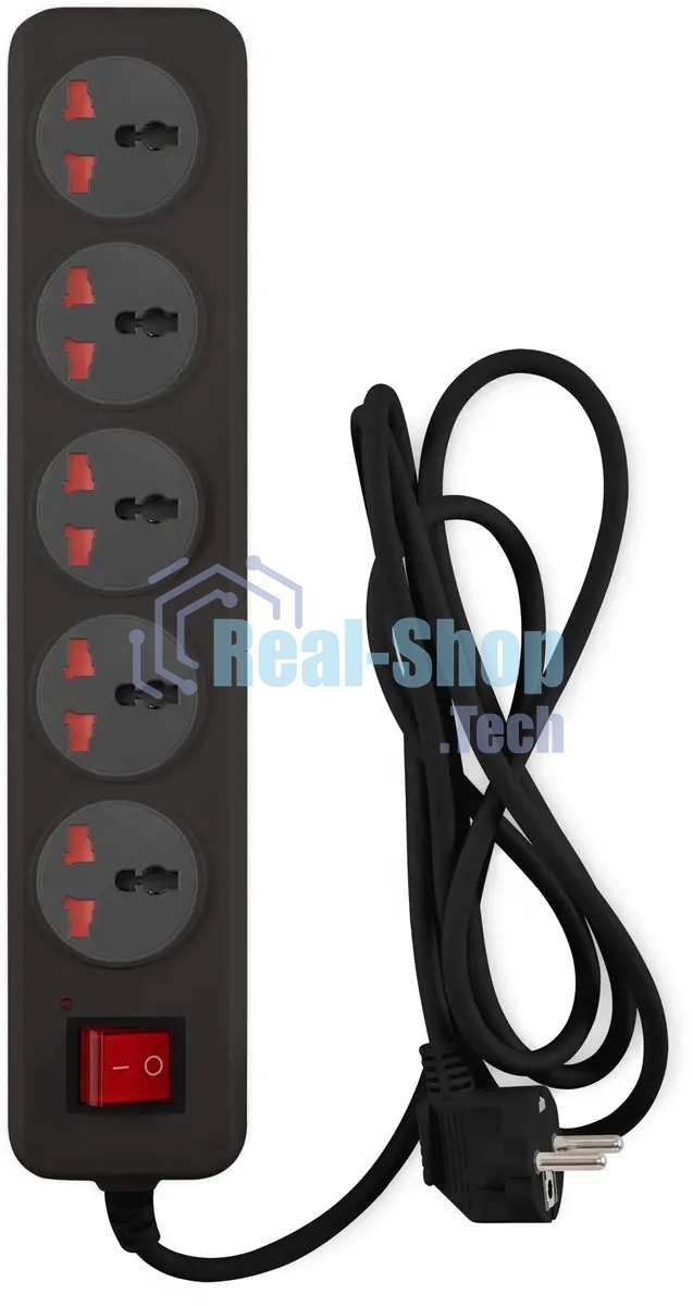 Сетевой фильтр Buro 500UNH-5-BG 5 м (5 розеток) черный/серый (коробка)