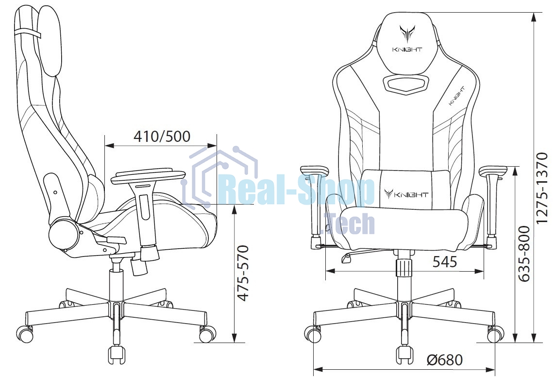 Кресло игровое Knight Thunder 5X черный эко.кожа крестов. металл