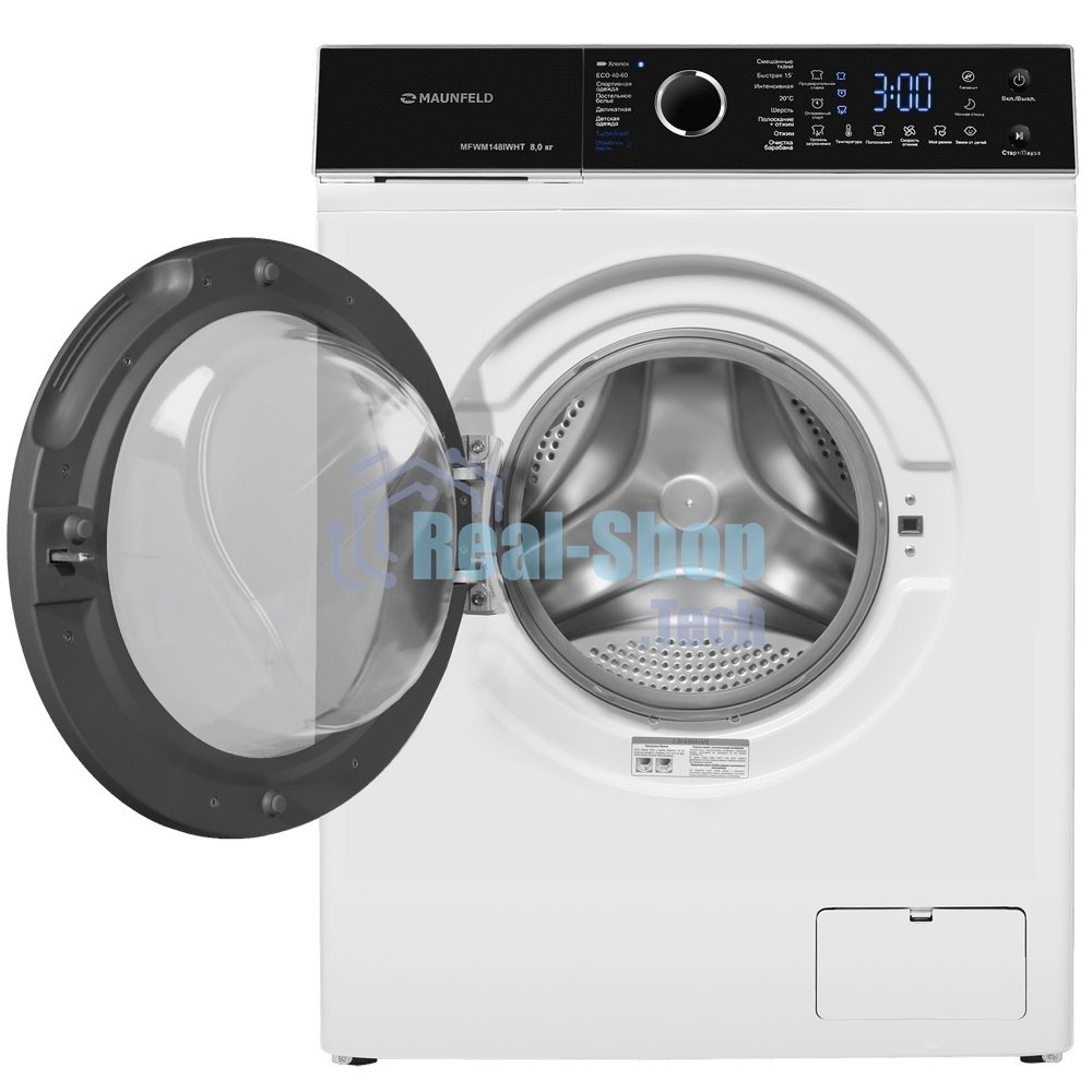 Стиральная машина c инвертором и паром Maunfeld MFWM148IWHT белый, загрузка фронтальная 8 кг, 1400 об/мин, класс: A+++