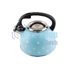 Чайник для плиты со свистком MALLONY Maestria 2,5 л, голубой в белый горошек, из нержавеющей стали