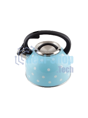 Чайник для плиты со свистком MALLONY Maestria 2,5 л, голубой в белый горошек, из нержавеющей стали