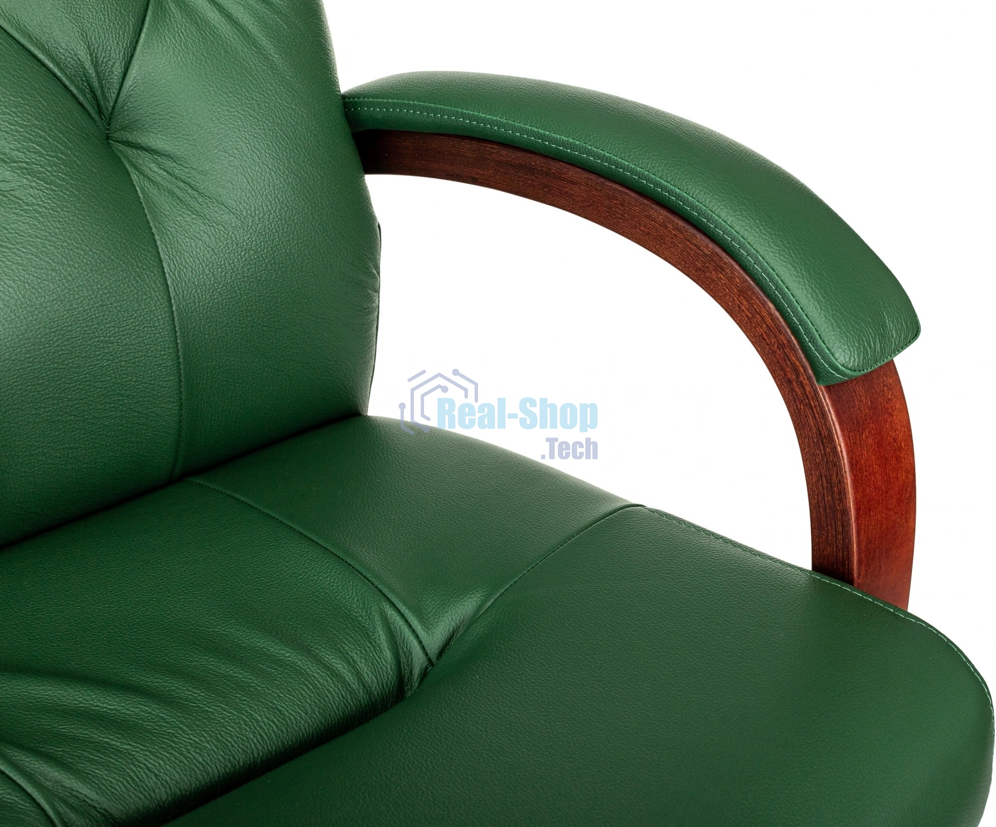 Кресло руководителя Бюрократ T-9928Walnut зеленый, кожа, крестов. металл/дерево